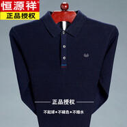 恒源祥【高端】純棉長(cháng)袖T恤男春秋季中年純色針織打底衫休閑舒適翻領(lǐng)男 HYX8828S上青 170/84A