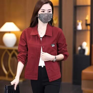 歌班婭 短外套春秋款女士百搭2025時尚休閑長袖開衫牛仔外套棒球服上衣 安哥拉紅牛仔外套 L 建議101-110