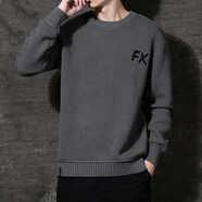 名面毛衣冬款男寬松圓領(lǐng)針織衫男士秋冬季毛線衣男生復(fù)古套頭大碼線衫 深灰色 XL 【145-160斤】