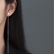 QUAMER金店款耳線(xiàn)女銀2024年新款感輕奢流蘇長(cháng)款雙耳洞耳環(huán)耳鏈耳 純銀小菊花耳線(xiàn)一只