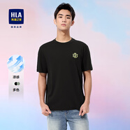 HLA海瀾之家短袖T恤男25新涼感短袖男夏HNTBW2J030A 黑色花紋67 165/84A S推薦114~124斤
