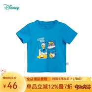 迪士尼寶寶（Disney Baby）迪士尼童裝兒童T恤米奇米妮印花圓領(lǐng)短袖T恤純棉 男童天空藍(S1719) 24個(gè)月/身高90cm