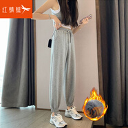 紅蜻蜓 休閑褲女2025春秋季新款灰色運(yùn)動褲寬松束腳衛(wèi)褲顯瘦燈籠棉褲子 8701灰色加絨 L （建議111-121斤）