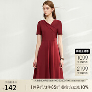 AMII女裝2025法式赫本風氣質(zhì)黑色連衣裙女新款V領a字裙修身 酒紅 S (155)