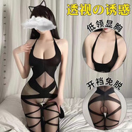 婷兒性感綁帶式絲襪黑絲連體褲襪全身網(wǎng)衣絲襪全身漁網(wǎng)襪開(kāi)檔連體衣 黑色 1條 均碼(80-140斤 保密發(fā)貨)