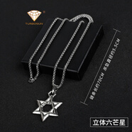 TURBOSUN輕奢品牌項(xiàng)鏈男個(gè)性潮人嘻哈配飾男士毛衣鏈吊墜掛飾掛件飾品女 立體六芒星
