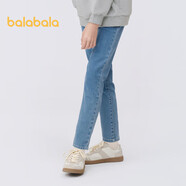 巴拉巴拉女童褲子兒童牛仔褲中大童春裝甜美直筒褲修身長(cháng)褲潮208124108011