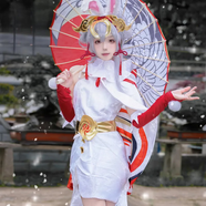 玩家小將公孫離cos服祈雪靈祝周邊服裝王者榮耀cosplay王者榮耀網(wǎng)游周邊 C服+耳朵+傘 S