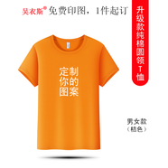 吳衣斯 班服定制t恤短袖重磅純棉t恤印logo文化衫工作服同學畢業(yè)聚會 2600橘色可定制 S可定制