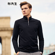 布先生春秋長(zhǎng)袖t恤男秋裝時(shí)尚潮流純色立領(lǐng)男裝上衣 BT3773易穿搭 黑色 M (170)