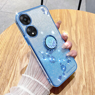 羅璐鷗OPPO A58手機(jī)殼女款軟殼硅膠殼A58X外殼支架PHJ110全包防摔保護(hù)套女士水鉆花朵漸變閃粉電鍍保護(hù)殼 【漸變遠(yuǎn)峰藍(lán)】+指環(huán)支架+全屏鋼化膜 OPPO A58