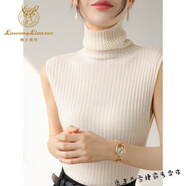 鹿王戀雪高領(lǐng)無(wú)袖肌理感羊毛吊帶背心女冬季修身疊穿內搭套頭打底上衣咖色 雪米白 M 適合100-115斤