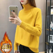 東方鴨100%羊毛衫2023新款高領(lǐng)加厚毛衣女秋冬季內(nèi)外穿短款套頭韓版百搭 黃色【加絨加厚】(商城品質(zhì)) S (70-85斤)
