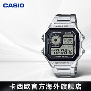 卡西歐（CASIO）手表小方塊 休閑鋼帶防水小銀表AE1200學(xué)生男士手表電子表日韓表 AE-1200WHD-1AVDF