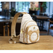 酷奇袋鼠輕奢品牌酷奇胸包女七夕時(shí)尚潮流個(gè)性洋氣斜跨包可愛(ài)休閑小背包 米白色