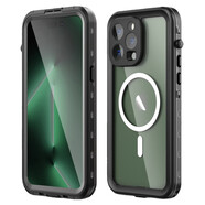 高尊 iPhone15Proma手機殼進(jìn)口防水防塵密封潛水游泳蘋(píng)果15磁吸充電全包防摔透明硬殼保護套 iPhone14ProMax黑色