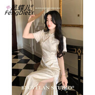 鳳蝶兒新中式連衣裙2024年夏季新款韓版國風(fēng)小個(gè)子改良旗袍裙長(cháng)裙子夏天 1243新中式馬面裙 M