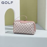 GOLF手拿包女士包包大容量手抓包印花長款零錢包卡包6.5英寸手機(jī)包 煙粉配杏色