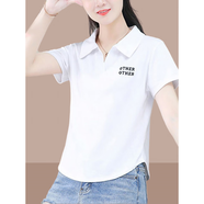 啄木鳥純棉短袖t恤女士2025夏女裝新款polo衫翻領(lǐng)短款上衣體恤衫小個(gè)子 白色短袖 XL （建議110斤-125斤）