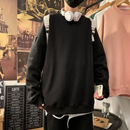 普戈斯200斤胖子大碼男裝純色衛(wèi)衣男加肥加大碼寬松春秋運(yùn)動(dòng)連帽外套男 W37黑色 3XL 180-200斤