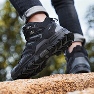 駱駝九龍美國真皮戶(hù)外登山鞋女防水防滑徒步鞋透氣休閑運動(dòng)鞋女旅游鞋 236黑色 38