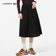 LACOSTE法國鱷魚女裝簡約休閑松緊褲腰平滑百褶A型中長款半身裙|JF8050 031/黑色 M