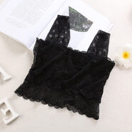 2021年春裝新款女裝背心韓版菱形蕾絲抹胸裹胸打底白色內衣短款內搭美背防走光裹胸小背心 裸胸圍胸黑色2件 裸胸圍胸大碼(120-140)斤