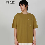 MARKLESS短袖男2025夏季純棉口袋男士T恤寬松潮流半袖衣服 TXB3659M 芥末黃 M