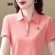 俏翼寬松型polo衫襯衫領(lǐng)短袖t恤女2025夏季POLO領(lǐng)運(yùn)動(dòng)服休閑上衣T恤 粉紅色-優(yōu)質(zhì)品 L 建議100-110斤