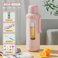 恩爾美（nRMEi）大容量玻璃杯女茶水分離杯耐高溫防摔便攜涼水壺 粉色 2000ml