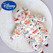 迪士尼（Disney）嬰兒羽絨服連體衣男女寶寶外出哈衣冬季新生幼兒衣服抱衣爬服 飛機羽絨服+手腳套 90 建議1-2歲