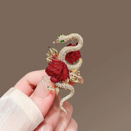 薇施妮（WEISHINI）紅色楓葉胸花胸針女精致別針感氣質(zhì)西服高端迎賓配飾七夕禮物 紅玫瑰靈蛇形胸針