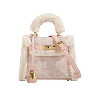 CENTARLKATTY櫻花粉凱莉包包2024秋冬新款羊羔毛毛毛包高級感包 無(wú)紡布袋【單拍不發(fā)】