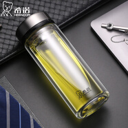 希諾（HEENOOR）雙層玻璃杯男女士加厚帶濾網(wǎng)泡茶杯高檔時(shí)尚商務(wù)辦公便攜車載水杯 XN-7031【290ML 本色】