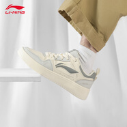 李寧行初板鞋休閑男鞋冬季透氣新款滑板鞋經(jīng)典熊貓黑白潮流低幫運動(dòng)鞋 【行初】米白色/南極灰 42