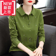 即美森田（BEAUTY BUFFET）【撿漏】重磅高檔長(zhǎng)袖t恤長(zhǎng)袖上女士女秋衣秋春新款裝休閑寬松遮 牛油果綠 2XL 【建議125-135】
