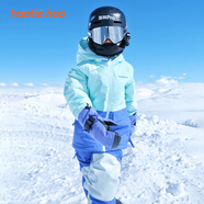 HOOTIE HOO新款美式風(fēng)滑雪褲背帶褲男童女童防風(fēng)防水 灰藍(lán)/薄荷藍(lán) 12/150cm/12-13歲
