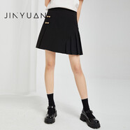 金苑裙子女2022夏季新款黑色時(shí)尚氣質(zhì)設(shè)計(jì)感百褶a字半身裙B222109 黑色 S