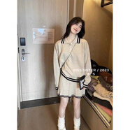 蕭遇（XIAOYU）2025年春秋冬季新款女士套裝長(zhǎng)袖連衣裙小個(gè)子穿搭一整套時(shí)尚衣服 卡其色兩件套 均碼 85-130斤