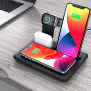 墨一 無(wú)線充電器15W快充通用iwatch立式支架無(wú)線充電板底座 適用于蘋果8 Plus/Xs/11/12三星手機(jī)耳機(jī) 五合一無(wú)線充（不含iwatch充電器）