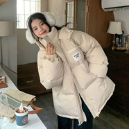 圣保美冬季羽絨棉服女2024新款短款棉衣外套學(xué)生棉襖加厚韓版寬松面包服 米白色 L 碼【125-145斤】