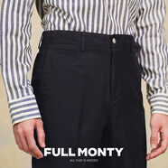 FULL MONTY高腰休閑褲男士輕商務(wù)修身直筒純棉垂感西裝褲子 拉鏈門襟藏青色7418 32