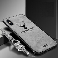 韓菲琪 蘋果XR手機殼IPhoneXS手機套蘋果XsMax布紋磨砂殼ixs麋鹿硅膠男保護套防摔外殼 蘋果X 麋鹿灰色