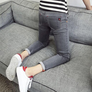 貝吉棋老爹褲男日系微跨褲烏灰緊身長(cháng)牛仔褲男2627碼修身中學(xué)生潮小腳 033灰色 28