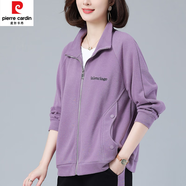 皮爾卡丹（pierre cardin）外套女春天2025新款中年母親春秋薄外套洋氣拉鏈夾克大尺碼衛(wèi)衣 紫色 L