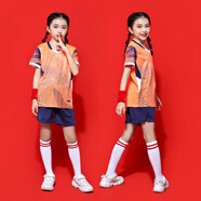 DUBLS女童羽毛球服套裝2024新款夏季兒童運動(dòng)套裝訓練隊服乒乓球服定制 5025熒光橙套裝(男女同款) M(160-165cm)