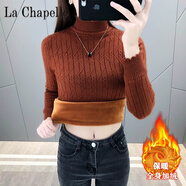 拉夏貝爾（La Chapelle）【加絨加厚】秋冬季毛衣女保暖長(cháng)袖針織衫半高領(lǐng)修身打底衫女 純100自動(dòng)發(fā)熱焦糖【加 絨加 厚】 純100自動(dòng)發(fā)熱S 建議80-90斤