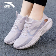 安踏女鞋春季新款運動(dòng)鞋女網(wǎng)面透氣輕便休閑鞋夏季學(xué)生旅游跑步鞋子女 藕灰7705 39