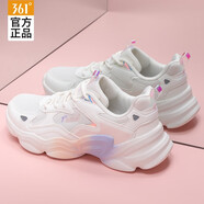 361°女鞋運(yùn)動(dòng)鞋女夏季休閑鞋新款網(wǎng)面輕便透氣跑步鞋軟底旅游鞋子女 羽毛白/透明粉-6 35