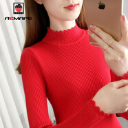AEMAPE半高領(lǐng)打底衫女2025春秋冬季時(shí)尚緊身針織衫女上衣短款毛衣紅色 紅色 M